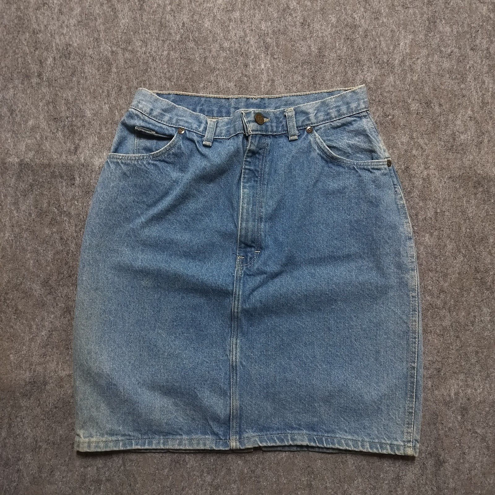 Vtg Gitano Sz 11/12 Denim Jean Skirt Medium Wash Back Slit 100% Cotton 90s Y2K