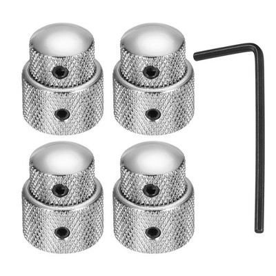 4Pcs Dual Concentric Stacked Control Knobs with Wrench for Guitar, Bass, Silver