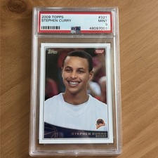 Stephen Curry 2009-10 Topps Rookie Card #321 PSA 9 RC Warriors. rookie card picture