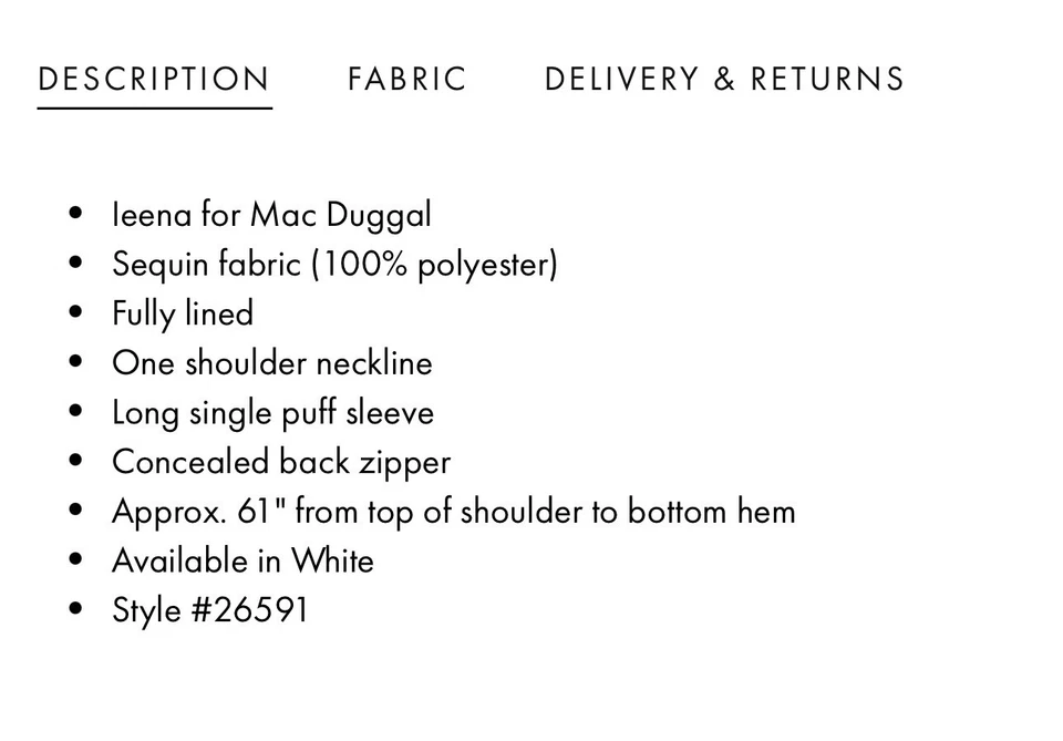 NUEVO CON ETIQUETAS IEENA para MAC DUGGAL TALLA 6 blanco manga larga sola abullonada #26591 Foto 4 de 4