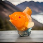Art Fish Figurine Orange White Green Tail on Blue Base — photo 3