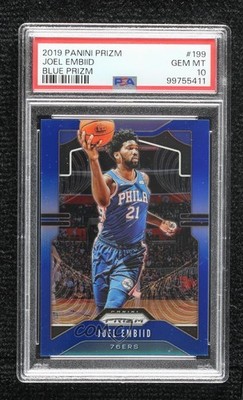 2019-20 Panini Prizm Blue Prizm 144/199 Joel Embiid #199 PSA 10 GEM MT 5l2