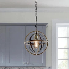 HDC Barton Bay 1-Light Bronze & Champagne Pewter Orb Mini Pendant Hanging Light