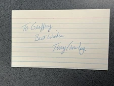 One (1) TERRY CROWLEY (1969) Signed Index Card - MLB - Guaranteed to Pass