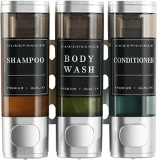 Shampoo and Conditioner Dispenser,Shower Dispenser 3 Chamber No Drill Wall-Mount