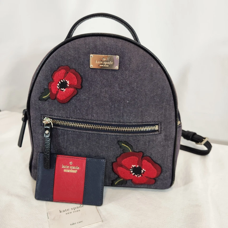 Mochila Kate Spade Grove Street Poppie Sami Mini Denim y soporte KS ID Foto 3 de 4