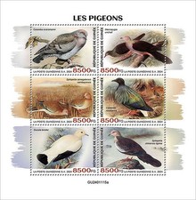 PIGEONS Birds Pigeon Bird MNH 6v-Stamp Sheet #2666 (2024 Guinea)
