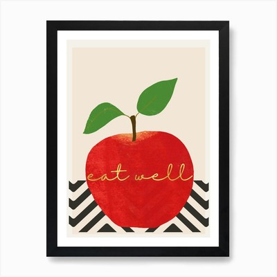 Eat Well Red Apple Kunstdruck gerahmt Wandbild Poster Leinwanddruck Bild