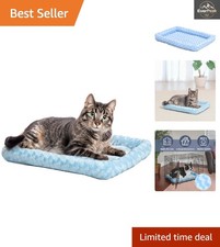 Luxurious Soft Blue Dog Bed with Bolster - Perfect for Small Pets Up to 6 lbs
