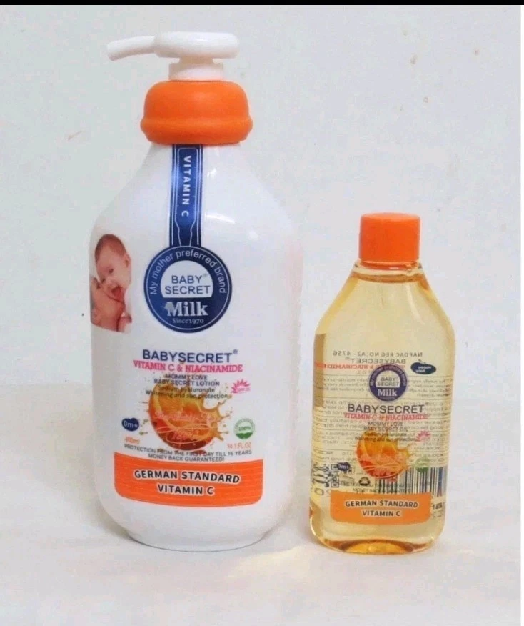 Baby Secret Vitamin C & Niacinamide Lotion 400ml + Oil 120ml - 2pcs Set
Opens in a new window or tab