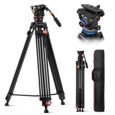 75" Video Tripod, Heavy Duty Camera Tripod Stand with Fluid Head Damping Adju...