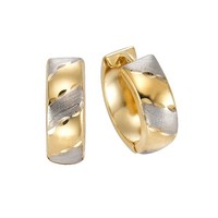 Fascination By Ellen K. Klappcreolen 585 Gelbgold Bicolor Glanz Matt Diamantiert