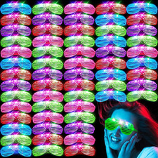 64Pack LED Glasses 5 Colors Light up Glasses,Glow in the Dark Party Supplies, Sh