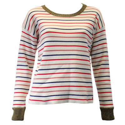 Numph Women's Dania Breton Striped Long Sleeve Jumper Cream Small