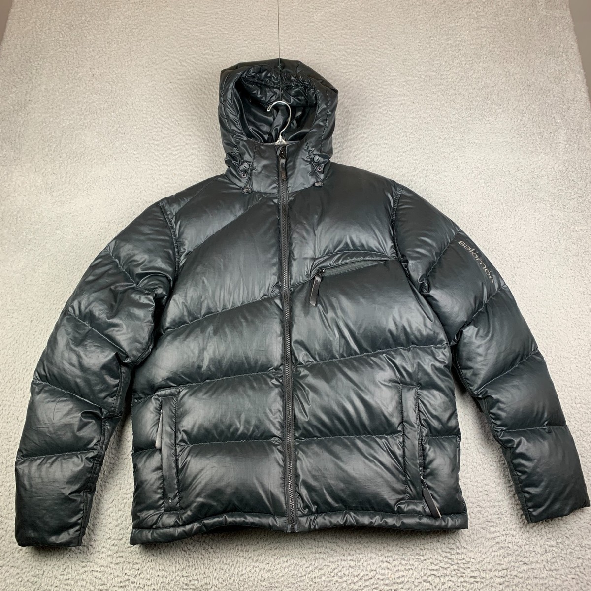 Vintage Salomon Puffer Jacket Mens Medium Black Hooded Ski Winter