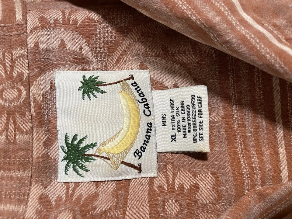 Camisa hawaiana Banana Cabana para hombre 100 % seda, manga corta, XL Foto 3 de 3