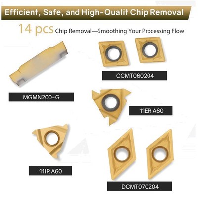 21Pcs Lathe Turning Tool Kit - Carbide Inserts Included