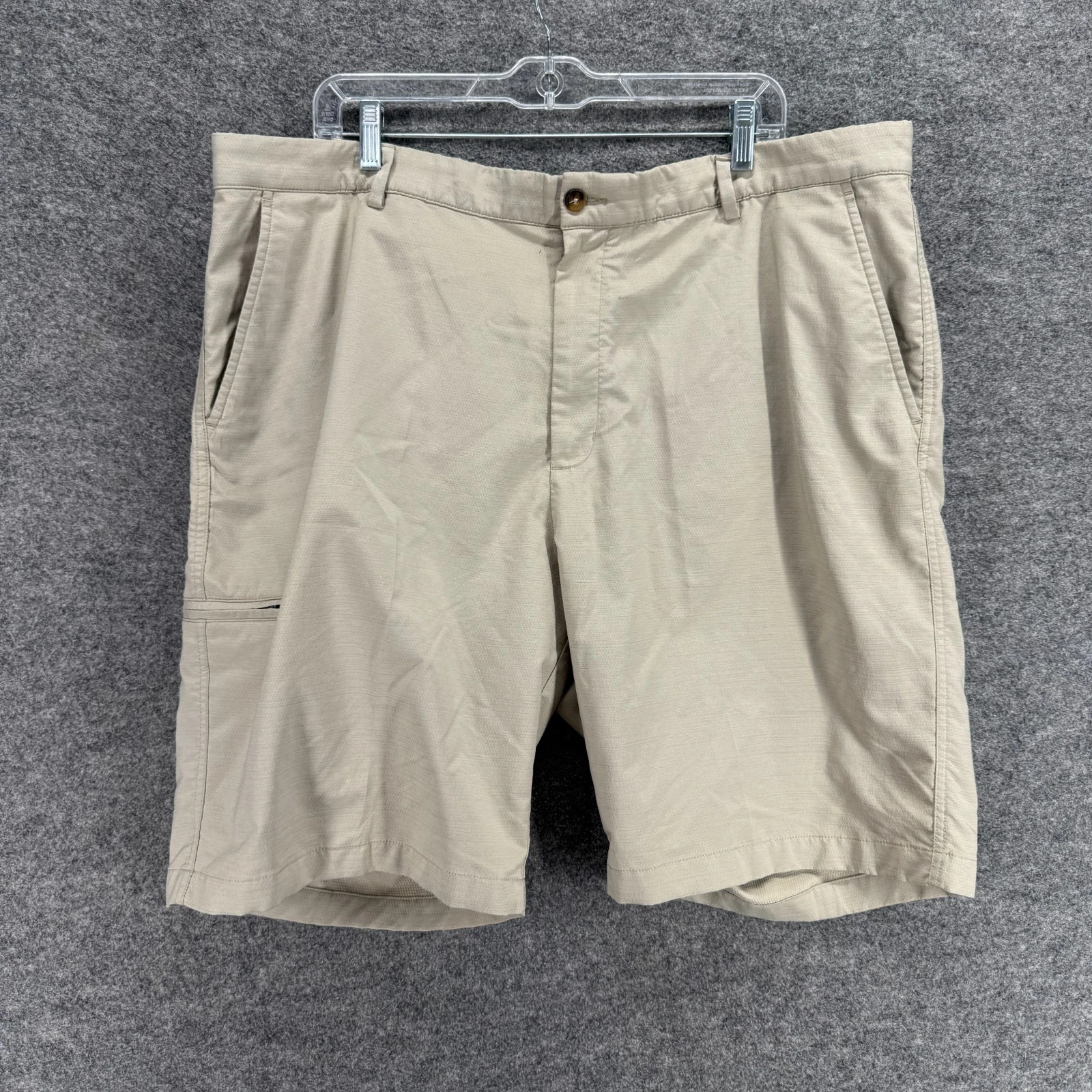 Greg Norman Shorts Men 42 Beige High Rise Chino Flat Front Pockets Regular Fit