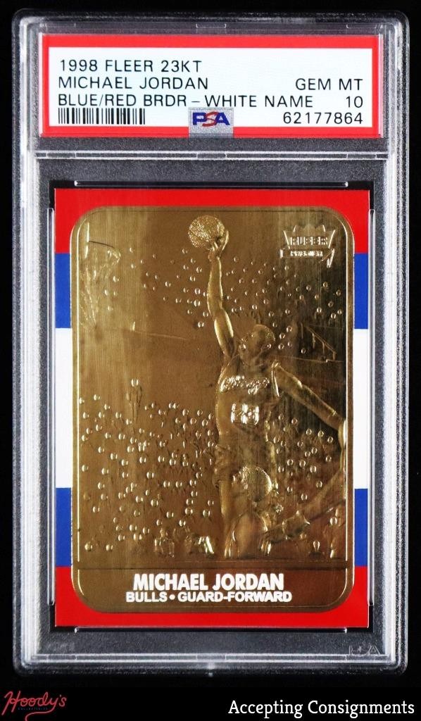 1998 23KT Gold Blue/Red Border White Name Michael Jordan