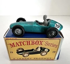 MATCHBOX MOKO LESNEY ASTON MARTIN RACE CAR - No. 19 A - GOOD MODEL W/BOX HTF