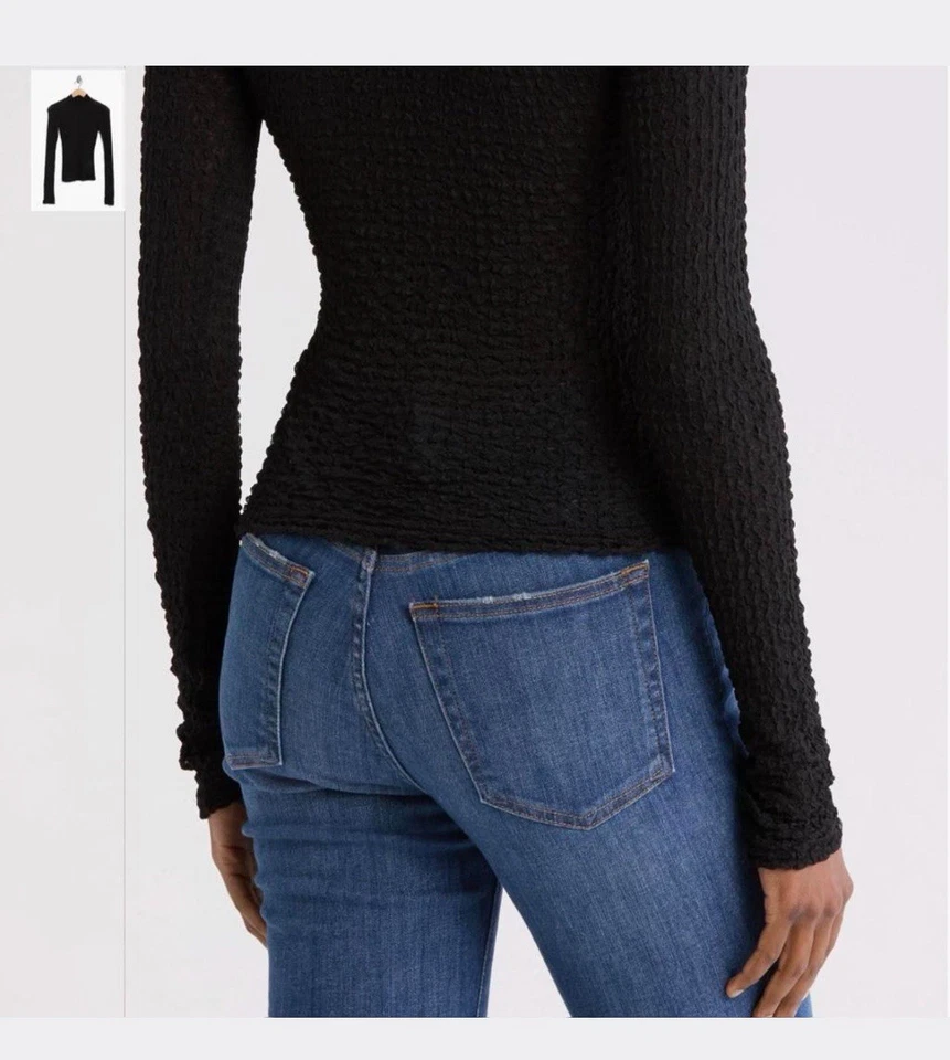 Blusa de encaje de malla negra con marco talla XS nueva con etiquetas Foto 3 de 4