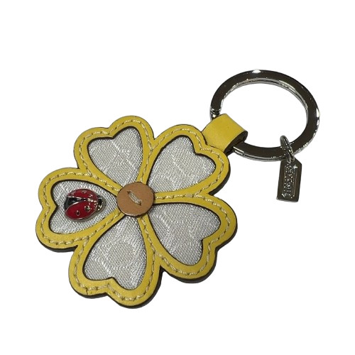 Coach Yellow Leather Signature Flower Bag Charm Keych… - Gem