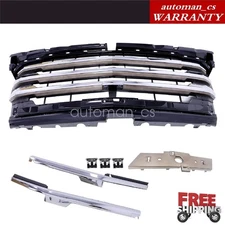 Front Hood Grille Grill Fits Chevy Silverado 1500 High Country 2022-2024 Chrome