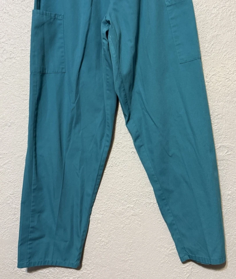 White Swan Fundamentals Scrub Bottom Uniform Teal Blue Elastic Waist Vtg Pants - Image 3 of 4