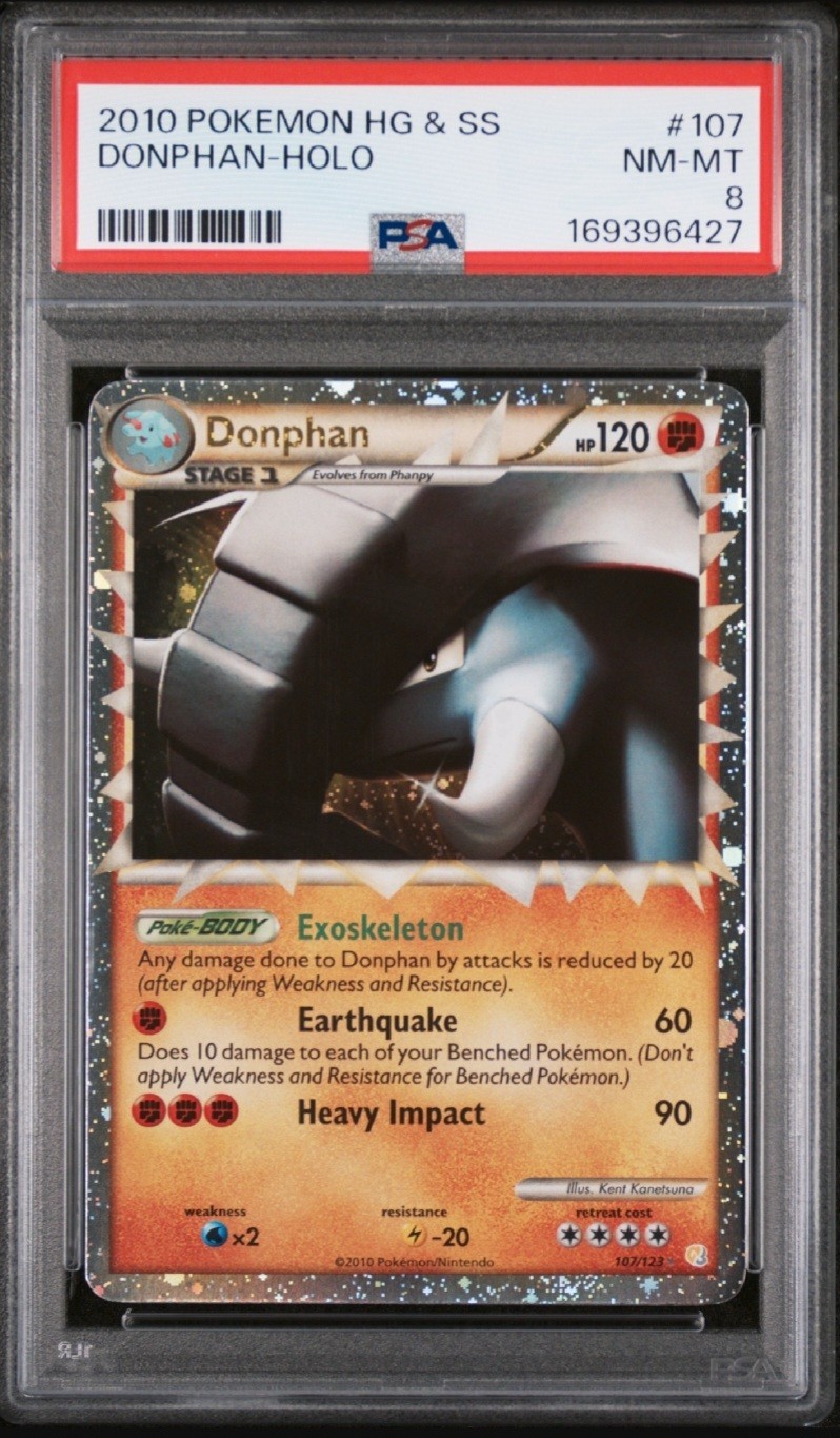 2010 POKEMON HEARTGOLD SOULSILVER DONPHAN PRIME #107 ULTRA PSA 8 NM NEW CERT