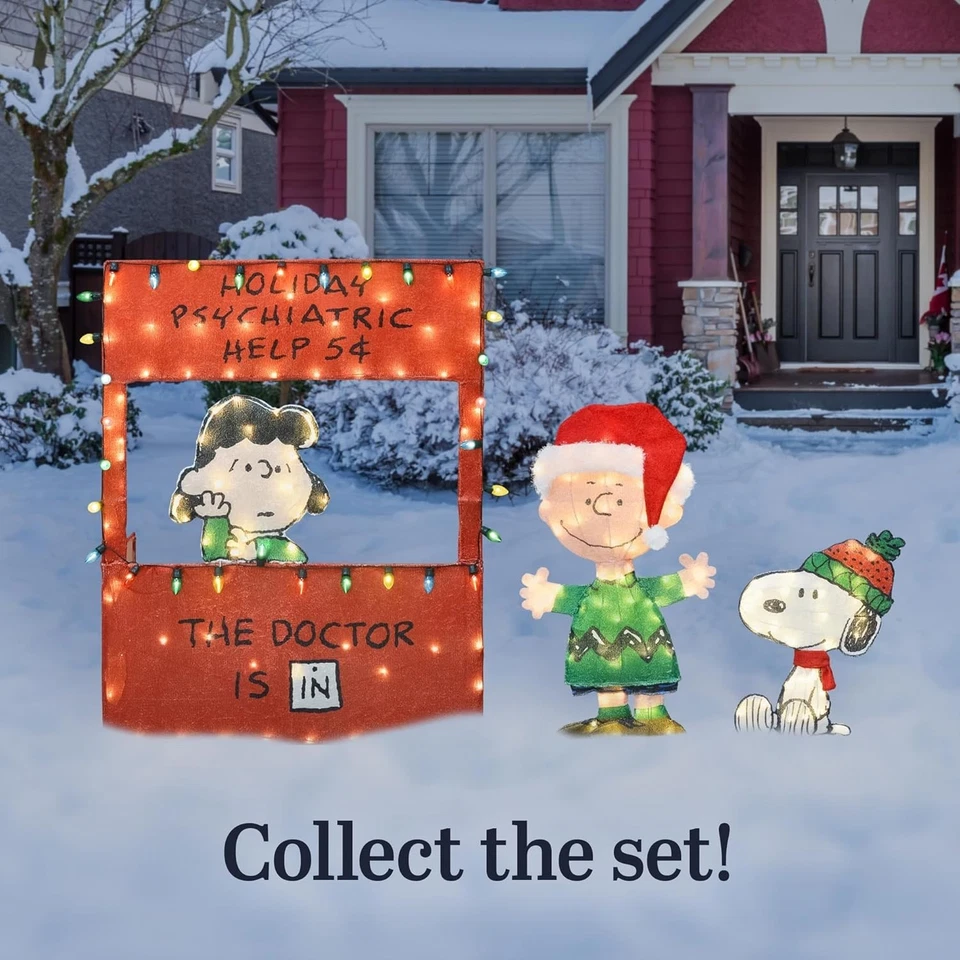 PRODUCTWORKS "A Charlie Brown Christmas" 2D Lucy, Charlie Brown and Snoopy Outdoor Christmas