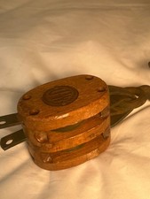Antique Wooden Block Tackle Pulley Tall Ship Barn Rustic Decor