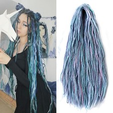 Wool Dreadlock Extensions 22 Inch Mixed Blue 15 Stands Double Ended Dreads