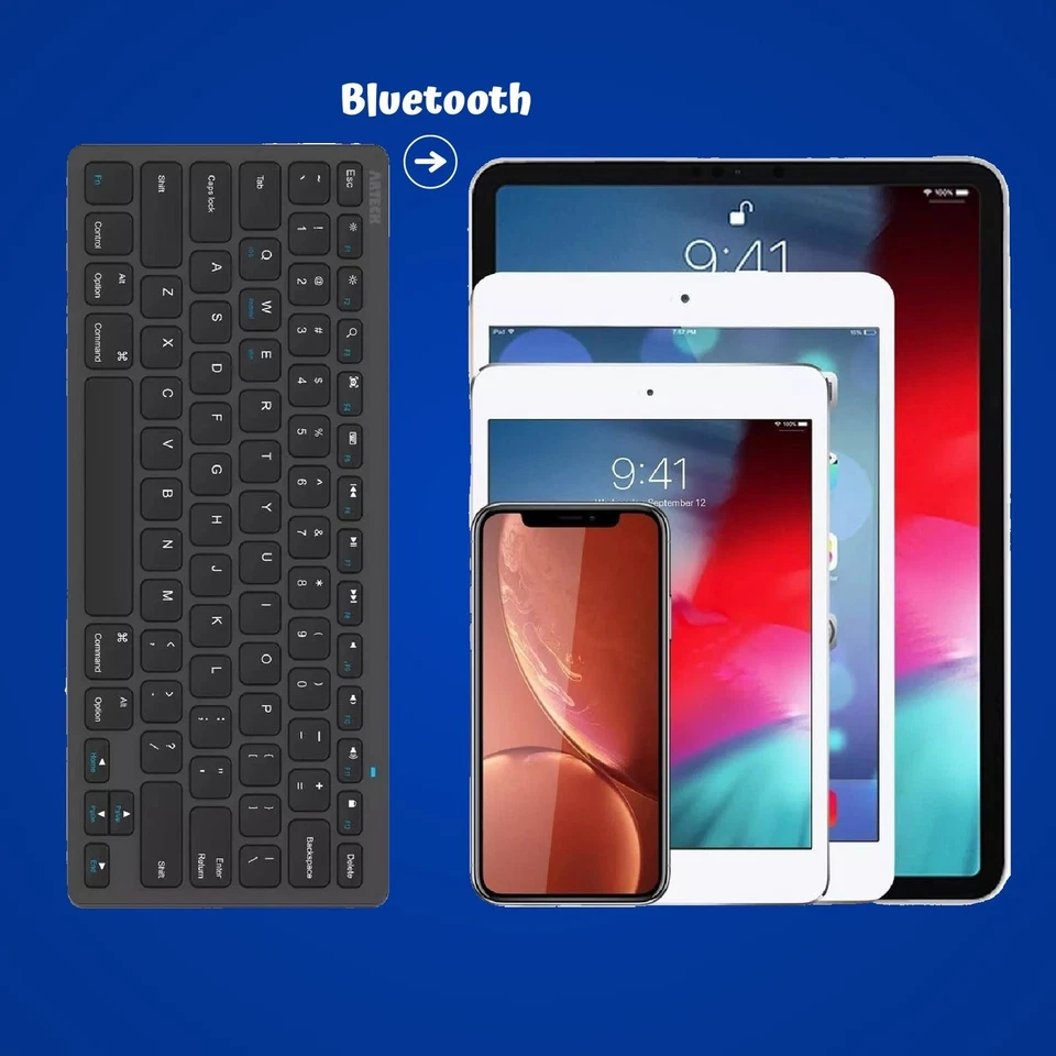 New Black Bluetooth Universal Slim Keyboard Supports 3 Systems Lasting Charge - Image 3 of 4