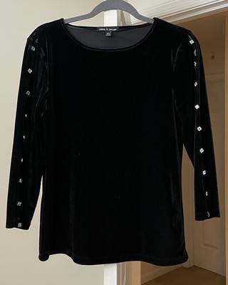 Cable & Gauge Top Black Velvet Whimsical Gothic Gypsy Bohemian Women's Medium