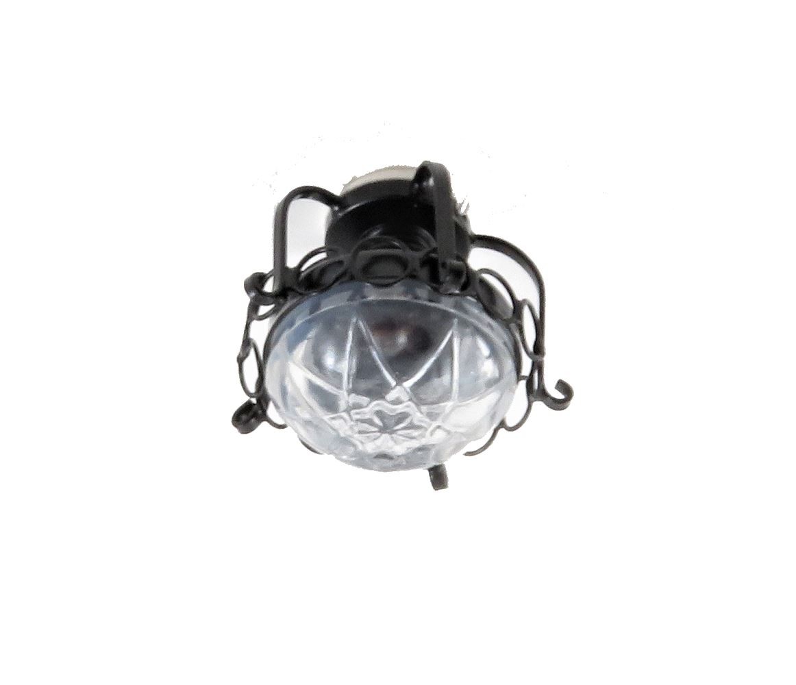 Dolls House Round Black Wrought Iron Electric Ceiling Light Miniature Lighting