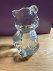 Fenton Art Glass Teddy Bear Paper Weight  Sculpture Clear 3.5"
