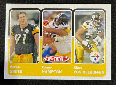 CASEY HAMPTON / AARON SMITH / KIMO 2003 Topps Total #355 Rookie Card RC Steelers