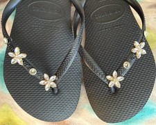 Original Havaianas Flip Flops Women Slim with Flowers and Personalized Charm