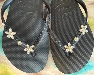Original Havaianas Flip Flops Women Slim with Flowers and Personalized Charm