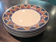 6x Pier 1 Angleterre Marakeesh Geometric England2 - 8" Salad Plates