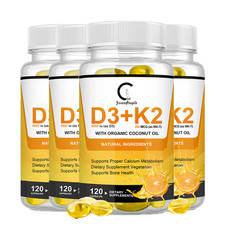 Vitamin D3 K2 5000IU Softgels 2-in-1 Complex Supplement with Organic Coconut Oil