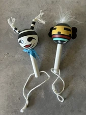 Set Of 2 RARE Vintage Quotskuyva Hopi Colorful Small "Baby" Rattle 3-3/4" Signed