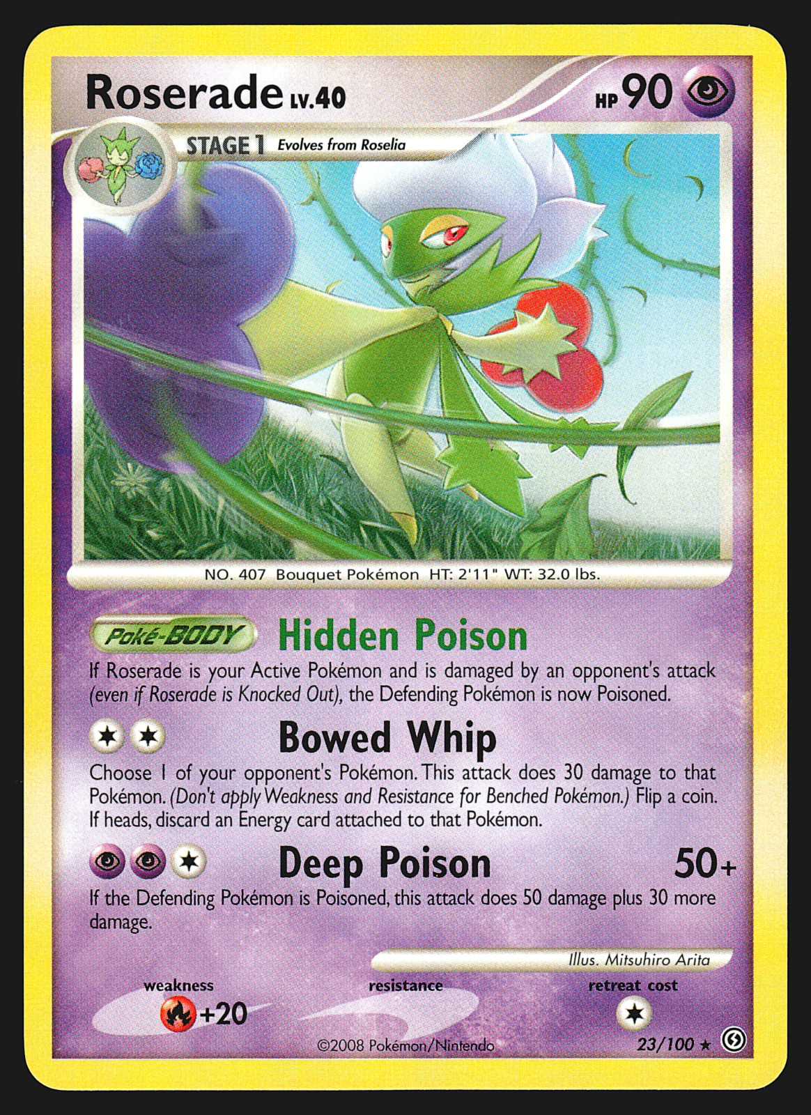 Roserade 23/100 Diamond & Pearl Stormfront Pokemon Card EXC