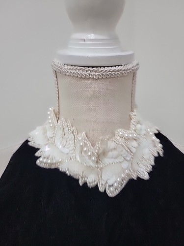 VTG '80 Stenay Coctail Pencil Black Velvet Halter Dress /Sequins Collar/NWT/L? - Picture 3 of 13