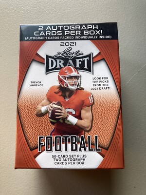 2021 Leaf Draft Football Trading Card Blaster Box 2 Autographs Factory Sealed