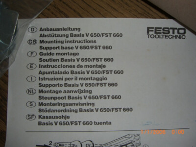 Festo Abstützung Basis V 650/FST 660, wurde noch nicht benutzt. Orginalverpackun