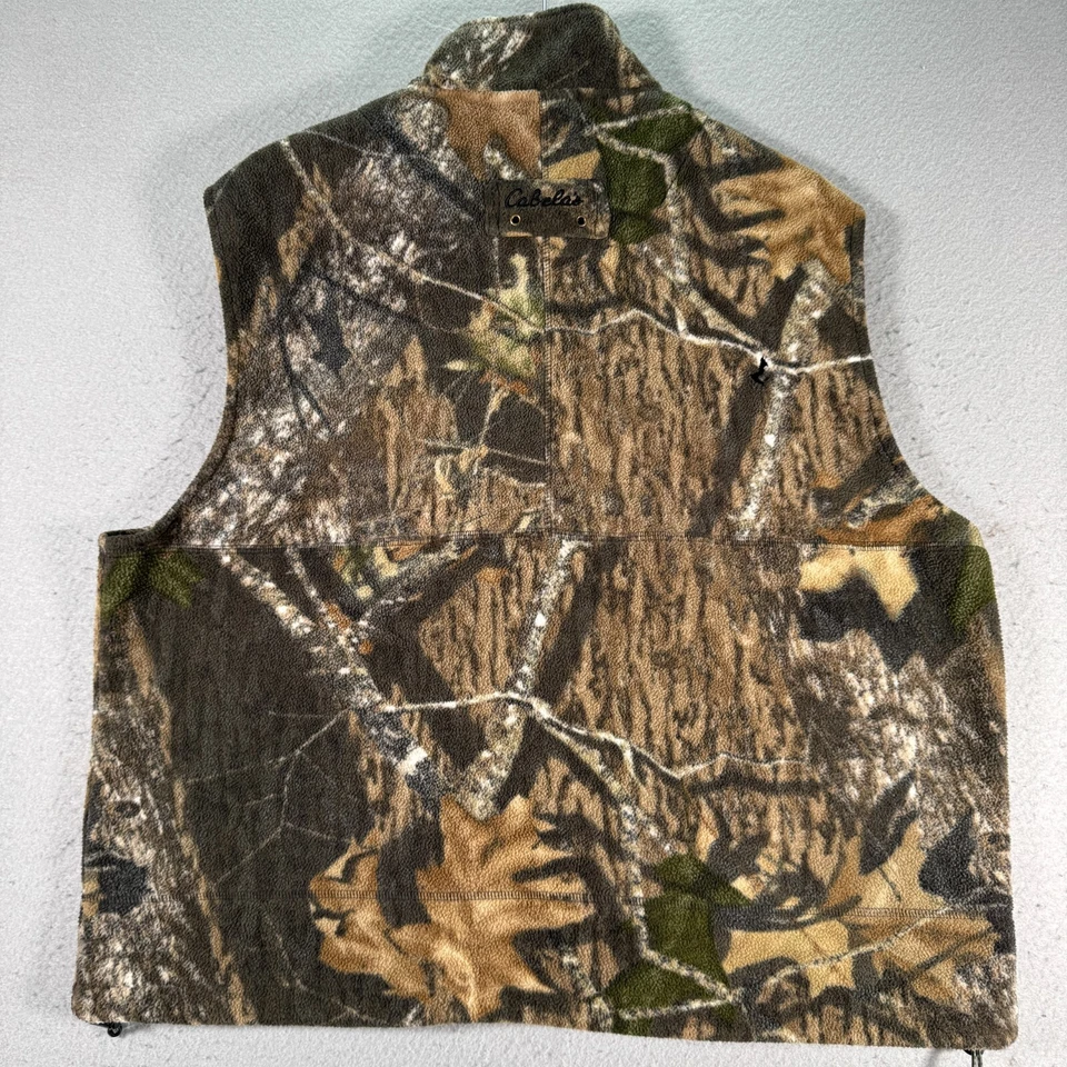 Cabelas Camo Vest Mens Large Reg Brown Comfort Fleece Full Zip Hunting Outdoor - Image 2 of 4