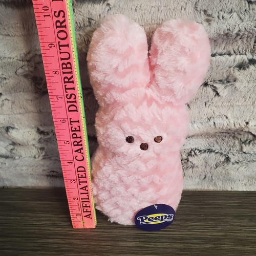 Peeps Bunny Rabbit 9" Pink Chevron Furry Plush Easter Basket Stuffed Animal NEW - Picture 3 of 4