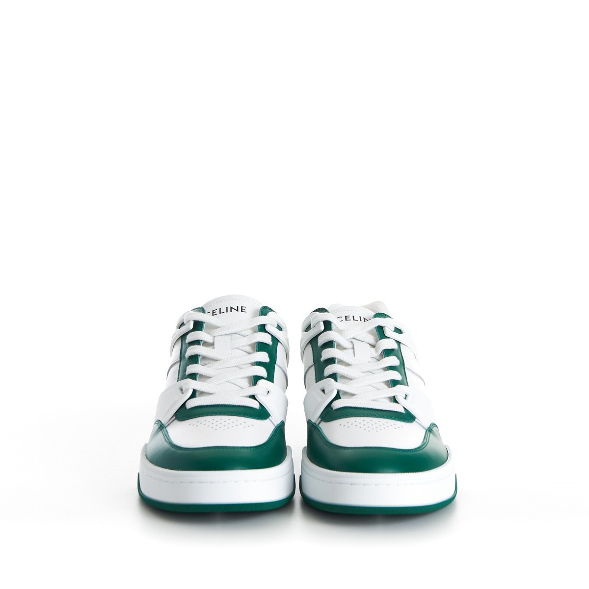 CELINE 950$ CT-07 Low Top Sneaker - Optic White & Dark Green 