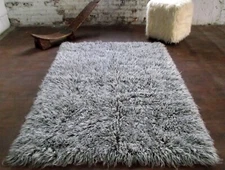 SUPER THICK 5X7 BLACK+WHITE FLOKATI RUG-GREAT QUALITY-LONG 3.5" PILE-AREA RUG